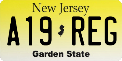 NJ license plate A19REG