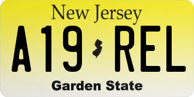 NJ license plate A19REL