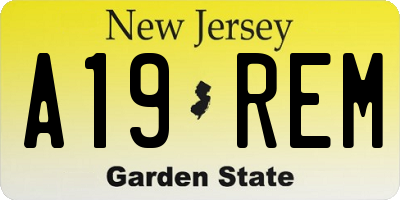 NJ license plate A19REM