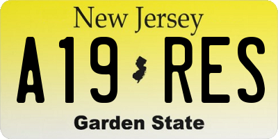 NJ license plate A19RES