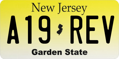 NJ license plate A19REV