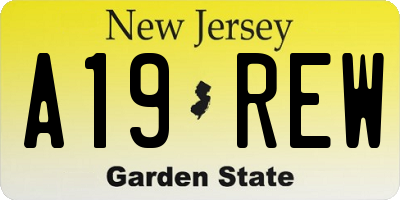 NJ license plate A19REW