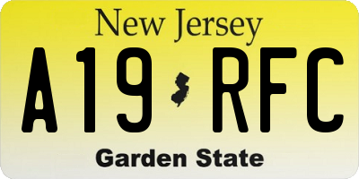 NJ license plate A19RFC