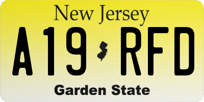 NJ license plate A19RFD