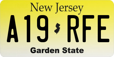 NJ license plate A19RFE