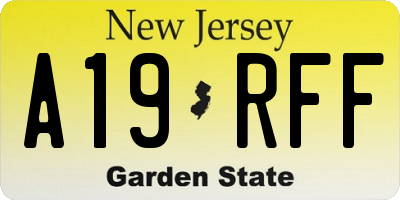 NJ license plate A19RFF
