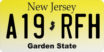 NJ license plate A19RFH