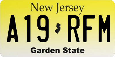NJ license plate A19RFM