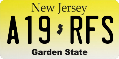 NJ license plate A19RFS