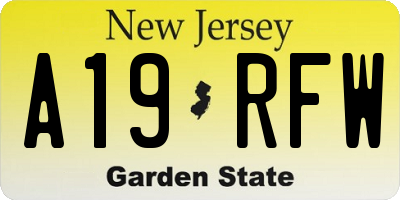 NJ license plate A19RFW