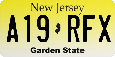 NJ license plate A19RFX