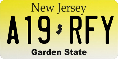 NJ license plate A19RFY