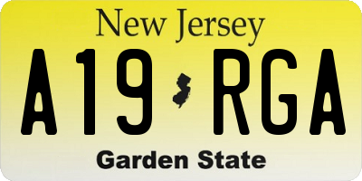 NJ license plate A19RGA