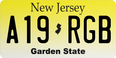 NJ license plate A19RGB