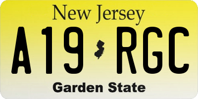 NJ license plate A19RGC
