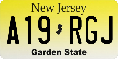 NJ license plate A19RGJ