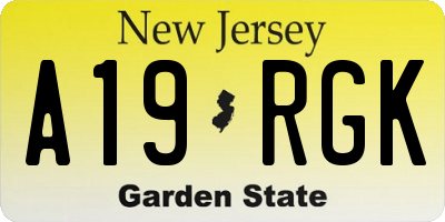 NJ license plate A19RGK