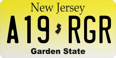 NJ license plate A19RGR