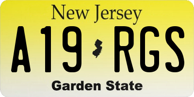 NJ license plate A19RGS