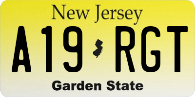 NJ license plate A19RGT