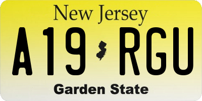 NJ license plate A19RGU