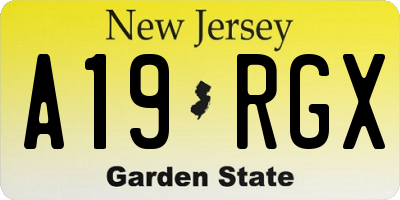 NJ license plate A19RGX