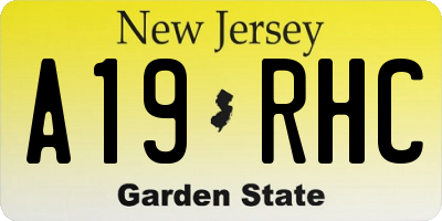 NJ license plate A19RHC