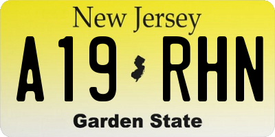 NJ license plate A19RHN