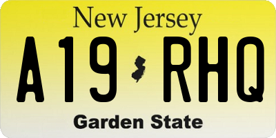 NJ license plate A19RHQ