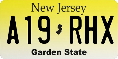 NJ license plate A19RHX