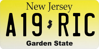 NJ license plate A19RIC