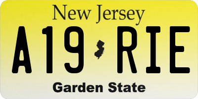 NJ license plate A19RIE