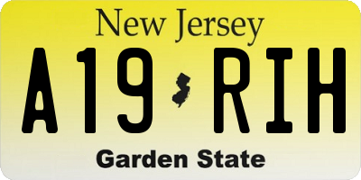 NJ license plate A19RIH