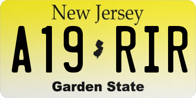 NJ license plate A19RIR
