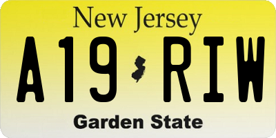 NJ license plate A19RIW