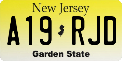 NJ license plate A19RJD