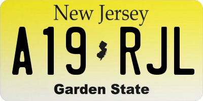 NJ license plate A19RJL