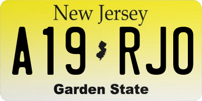 NJ license plate A19RJO