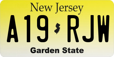 NJ license plate A19RJW