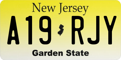 NJ license plate A19RJY