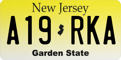 NJ license plate A19RKA