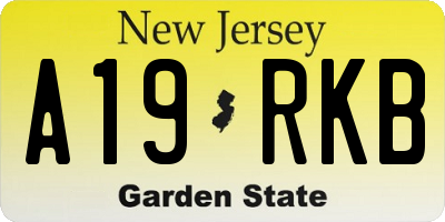 NJ license plate A19RKB
