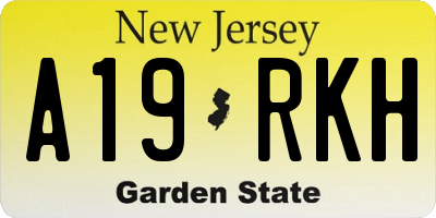 NJ license plate A19RKH