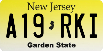 NJ license plate A19RKI