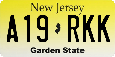 NJ license plate A19RKK