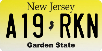 NJ license plate A19RKN
