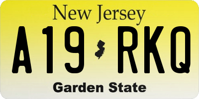 NJ license plate A19RKQ