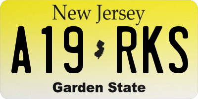 NJ license plate A19RKS