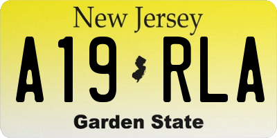 NJ license plate A19RLA
