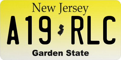NJ license plate A19RLC